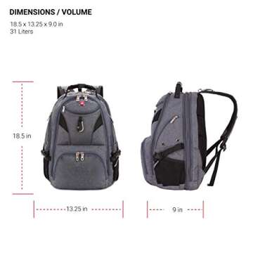 SwissGear 5977 ScanSmart Laptop Backpack, Grey, 17-Inch