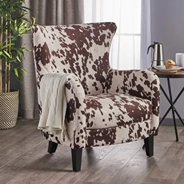 Contemporary Velvet Club Chair with Unique Cow Print