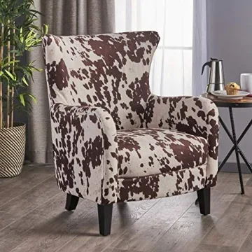Contemporary Velvet Club Chair with Unique Cow Print