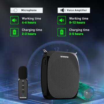 ZOWEETEK Voice Amplifier with 2025 New Wireless Lavalier Lapel Microphone for Teachers,Personal Microphone System,Portable Speaker Clip On Microphone,Mini Voice Amplifier for Speech, Meeting,Yoga