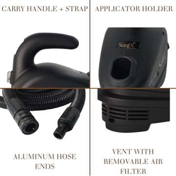 SunFX Professional Spray Tan HVLP Sunless Tanning System | Pro Mini V2 Tanning Machine Airbrush | Mobile or Salon Use | Solution Pack | Accessories