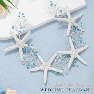 Easedaily Starfish Bride Wedding Hair Vine - Rhinestone Headband for Women and Girls