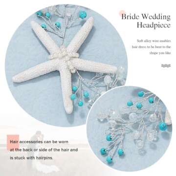 Easedaily Starfish Bride Wedding Hair Vine for Beach Weddings