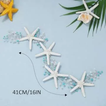 Easedaily Starfish Bride Wedding Hair Vine for Beach Weddings