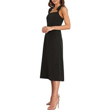 Elegant Square Neck Midi Dress for Weddings and Events