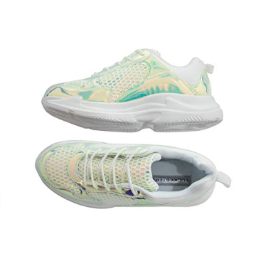 LUCKY-STEP Holographic Leatherette Women's Casual Sneakers