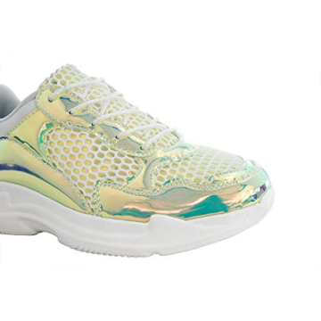 LUCKY-STEP Holographic Leatherette Women's Casual Sneakers
