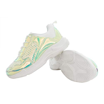 LUCKY-STEP Holographic Leatherette Women's Casual Sneakers