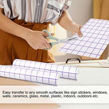 TECKWRAP Vinyl Transfer Paper Tape 12" x 10 FT Clear Purple Grid Perfect Alignment for Permanent Adhesive Craft Vinyl