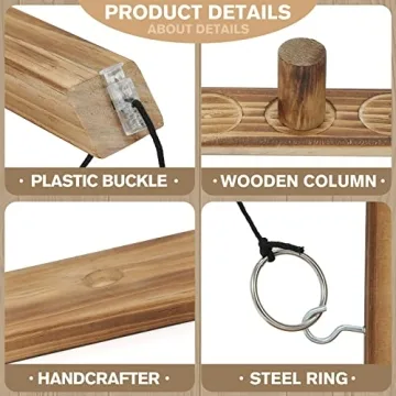 Handmade Wooden Ring Toss Game for Adults & Kids Fun