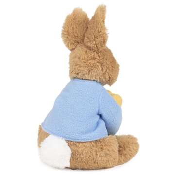 GUND Beatrix Potter Peter Rabbit Holding Chicks Plush, Easter Gift, Easter Bunny Stuffed Animal for Ages 1 and Up, Brown/Blue, 9.5”