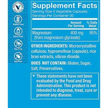 Magnesium Glycinate - Supports Energy Production, Muscle Relaxation & Cardiovascular Health - 400 MG (120 Capsules)