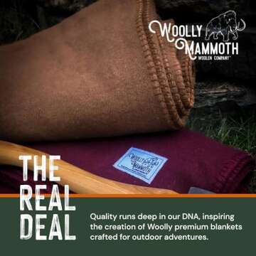 Woolly Mammoth Merino Wool Blanket - Large 66" x 90", 4LBS Camp Blanket | Throw for The Cabin, Cold ...