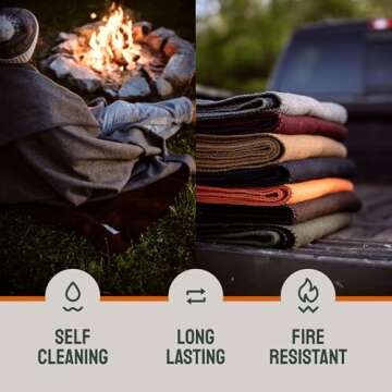 Woolly Mammoth Merino Wool Blanket - Large 66" x 90", 4LBS Camp Blanket | Throw for The Cabin, Cold Weather, Emergency, Dog Camping Gear, Hiking, Survival, Army, Outside, Outdoors – Tan