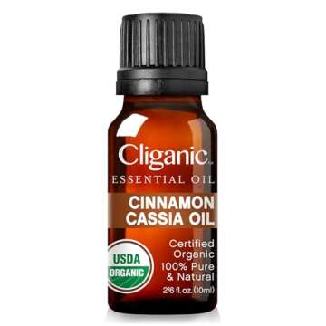 Cliganic Organic Cinnamon Cassia Essential Oil, 100% Pure Natural Undiluted, for Aromatherapy | Non-GMO Verified