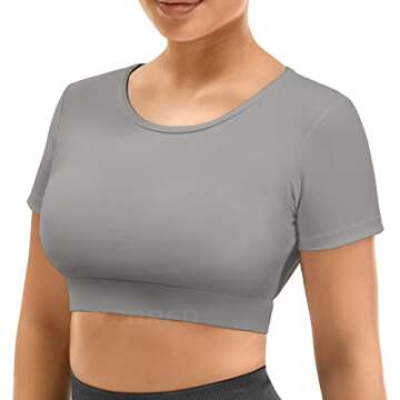 YEOREO Vanessa Women Tee Crop Tops with Removable Pad Workout Backless Gym Shirt Bra Going Out T Shirt Top Lime
