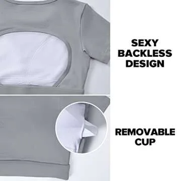 YEOREO Vanessa Women Tee Crop Tops with Removable Pad Workout Backless Gym Shirt Bra Going Out T Shirt Top Lime