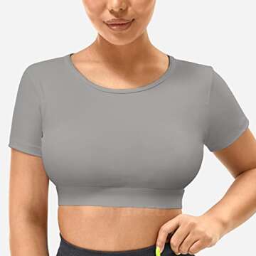 YEOREO Vanessa Women Tee Crop Tops with Removable Pad Workout Backless Gym Shirt Bra Going Out T Shirt Top Lime