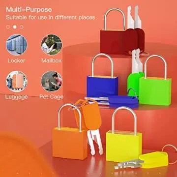 5Pcs Small Locks with Keys, Multicolor Luggage Locks ABS Plastic Covered Copper Keyed Padlock for Suitcase, Backpack, Gym Locker, Jewelry Box