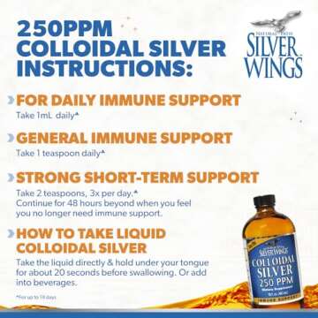 Natural Path Silver Wings Colloidal Silver Liquid - Enhanced Immune Support Supplement - 250ppm (1250mcg) - 2oz Dropper