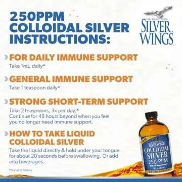 Natural Path Silver Wings Colloidal Silver Liquid - Enhanced Immune Support Supplement - 250ppm (1250mcg) - 2oz Dropper