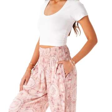 Lotus and Luna Women's Harem Pants: Thai Flowy Boho Style for Beach & Yoga