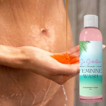 Nina Sharae Swimwear | FEMININE GEL WASH SOAP | VULVA | VAGINAL | YONI | ORGANIC | LIGHT STRAWBERRY WASH | ODOR BLOCKING| NORMAL & SENITIVE SKIN | Made in U.S.A. 4oz | External Intimate AREA