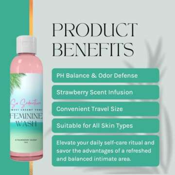 Nina Sharae Swimwear | FEMININE GEL WASH SOAP | VULVA | VAGINAL | YONI | ORGANIC | LIGHT STRAWBERRY WASH | ODOR BLOCKING| NORMAL & SENITIVE SKIN | Made in U.S.A. 4oz | External Intimate AREA