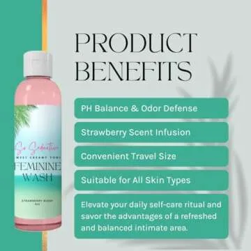 Nina Sharae Swimwear | FEMININE GEL WASH SOAP | VULVA | VAGINAL | YONI | ORGANIC | LIGHT STRAWBERRY WASH | ODOR BLOCKING| NORMAL & SENITIVE SKIN | Made in U.S.A. 4oz | External Intimate AREA