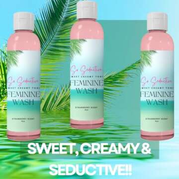 Nina Sharae Swimwear | FEMININE GEL WASH SOAP | VULVA | VAGINAL | YONI | ORGANIC | LIGHT STRAWBERRY WASH | ODOR BLOCKING| NORMAL & SENITIVE SKIN | Made in U.S.A. 4oz | External Intimate AREA