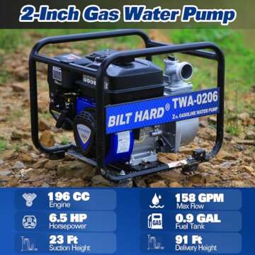BILT HARD Semi Trash Pump 158 GPM with 50ft Hose Kit