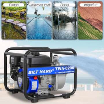 BILT HARD Semi Trash Pump 158 GPM with 50ft Hose Kit