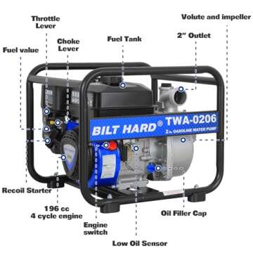 BILT HARD Semi Trash Pump 158 GPM with 50ft Hose Kit