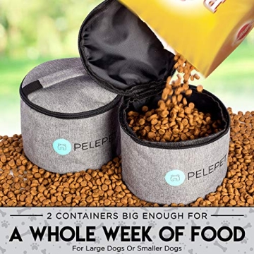 PELEPET Travel Bag for Dogs - Small, Medium & Large Dogs. 3 in 1 Styles:Weekender Backpack, Crossover, Handheld - Included: 2 Silicone Collapsible Bowls, 2 Food Containers, Waterproof Picnic Blanket