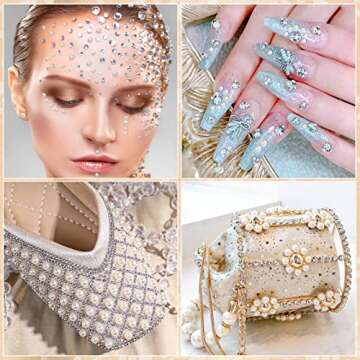 1982Pcs Self Adhesive Pearls and Rhinestones Stickers, Shynek Stick on Pearls, Stick on Face Jewels ...
