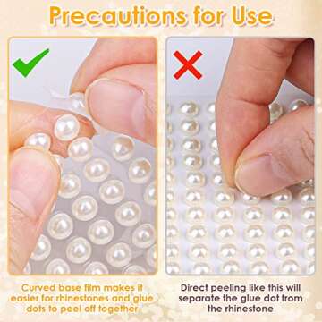 1982Pcs Self Adhesive Pearls and Rhinestones Stickers, Shynek Stick on Pearls, Stick on Face Jewels Gems for Hair, Face, Makeup, Crafts, Scrapbooking Embellishments, 6 Sizes