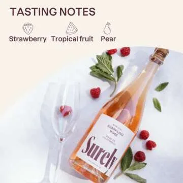 Surely Non Alcoholic Wine, Sparkling Rosé, Alcohol-Removed California Sparkling Rosé, 2g Sugar, 20...