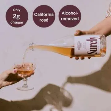 Surely Non Alcoholic Wine, Sparkling Rosé, Alcohol-Removed California Sparkling Rosé, 2g Sugar, 20 Calories, De-alcoholized, Low Sugar, Low Calorie, Gluten Free, 750ml (25 fl. oz)