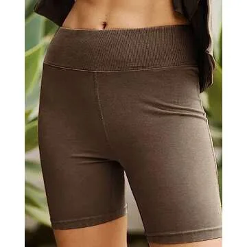 RISTALGIC Women's 2 Piece Outfit Sets FP Dupes Hot Shot Reversible Oversized Shirt Free Biker Shorts Summer People Clothes, 02-brown