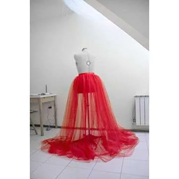 Women Tulle Tutu Long Skirts Wedding Party Cocktail Prom Bandage Mesh Maxi Dress (Black, One Size)