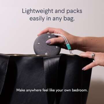 SNOOZ Go - Portable Travel Sound Machine, 6 Sounds, Fan, Pink & White Noise, Rechargeable Bluetooth Speaker, Sleep Aid for Adults, Kids, Office Privacy, Sleeping Essential for Gift Registry - Charcoal