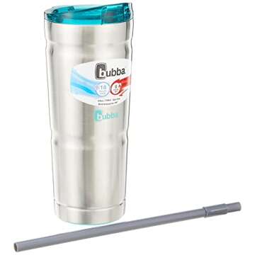Bubba Brands Envy S Tumbler SS, 24oz (Pack of 1), Stainless Steel w/Island Teal Lid