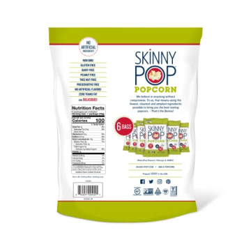 SkinnyPop Popcorn - Gluten Free Healthy Snack Packs 6 Count