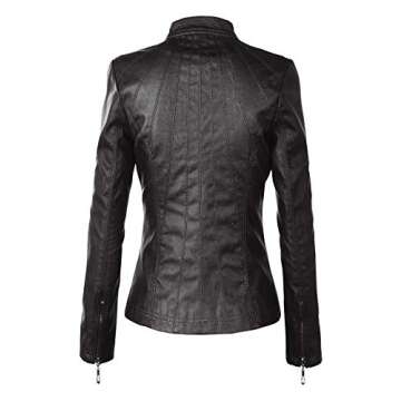 Lock and Love LL WJC877L Womens Panelled Faux Leather Moto Jacket S Black