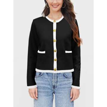 SuperPrity Women's Long Sleeve Cardigan: Fashionable Knit Coat with Pockets