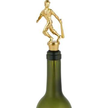 Baseball Trophy Wine Bottle Stoppers - Gold