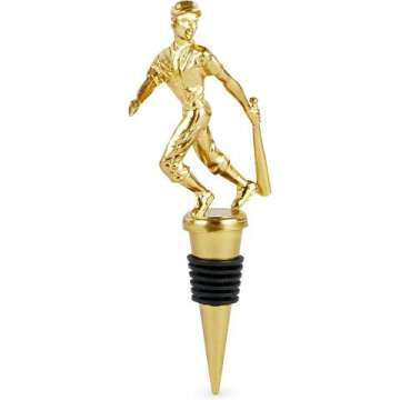 Baseball Trophy Wine Bottle Stoppers - Gold
