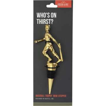 Baseball Trophy Wine Bottle Stoppers - Gold