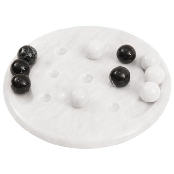Radicaln Marble Tic Tac Toe Game 10" Inch White & Black Handmade Tabletop Board Games Adult Farmhous...