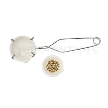 Italian Melting Ceramic Crucible Set of 2 Melting Gold Silver Copper with Whip Tongs Handle 2A (Smal...